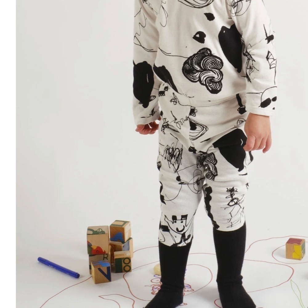 Black and White Graphic Print Kids bottoms by Wolf and Rita